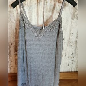 Gray Lace Trim Tank Top Lane Bryant Tank 18/20